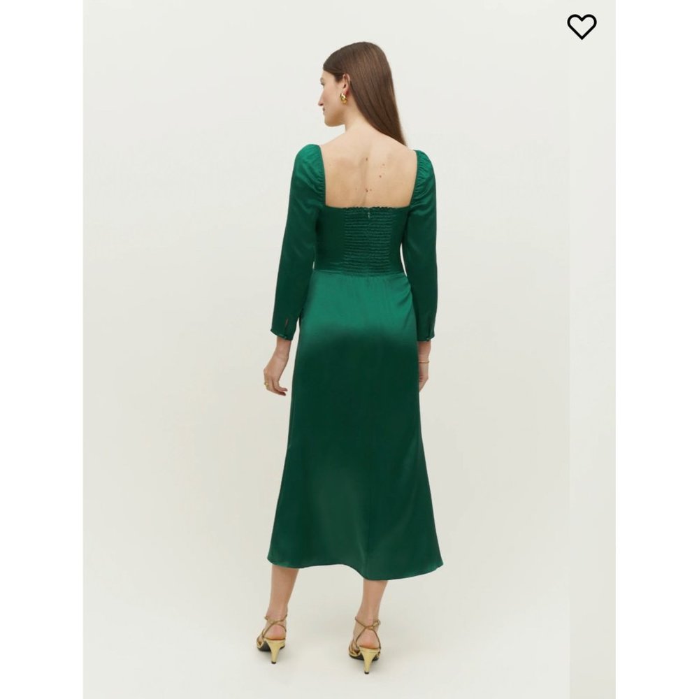 Reformation Gloriana Silk Dress in Emerald 10 NWT SOLD OUT - Picture 2 of 9